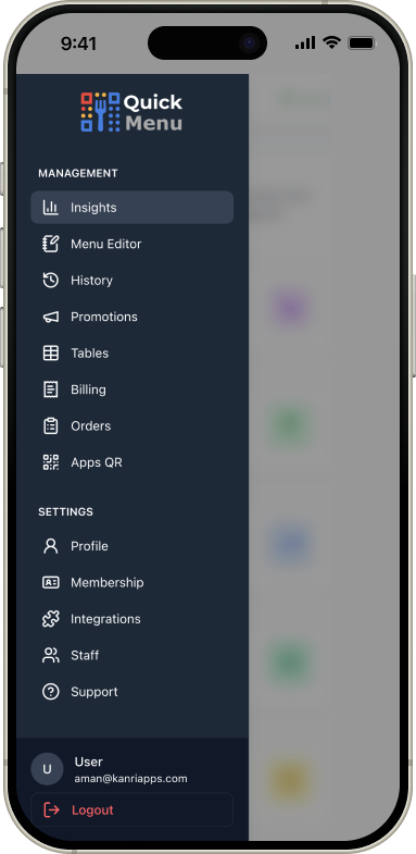 Owner App mockup